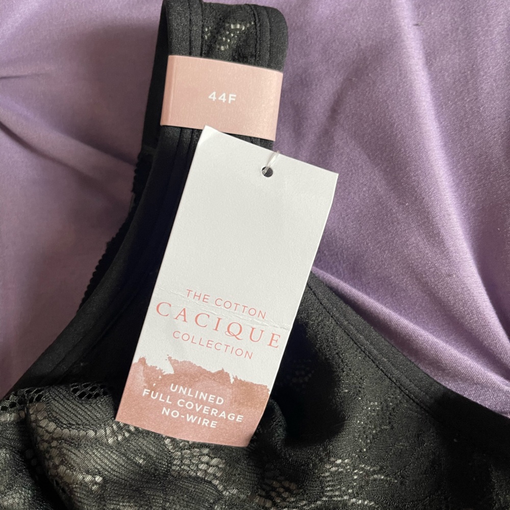 Cacique Black Lace Wireless Bra Intimates - Picture 2 of 4